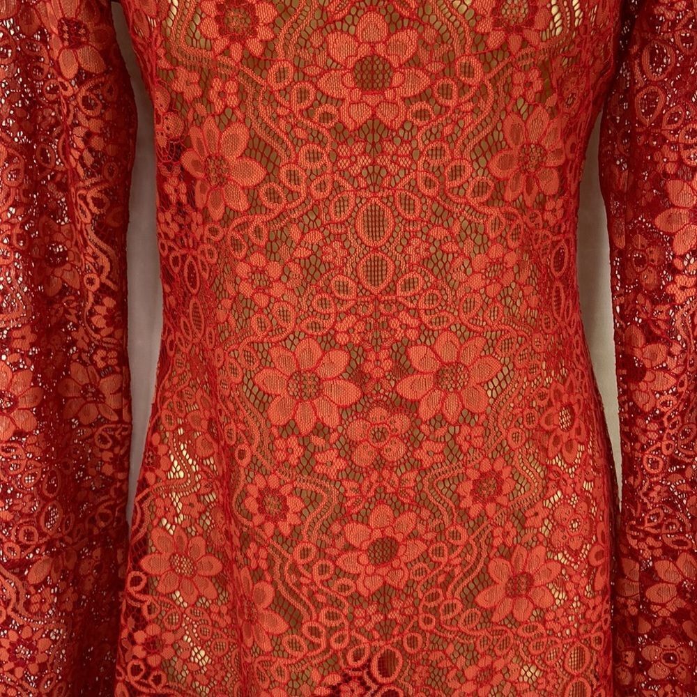 For Love and Lemons Dress “Love Bird” Rare Red Lace Sz 4 Nwot - Picture 6 of 8